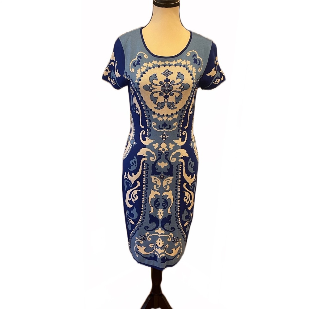 Blue & White Bodycon Dress M/L